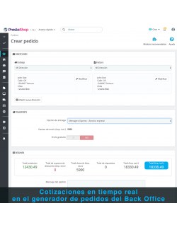 Back office order generator of the PrestaShop module Express Courier on Motorcycle and Bicycle for Chile