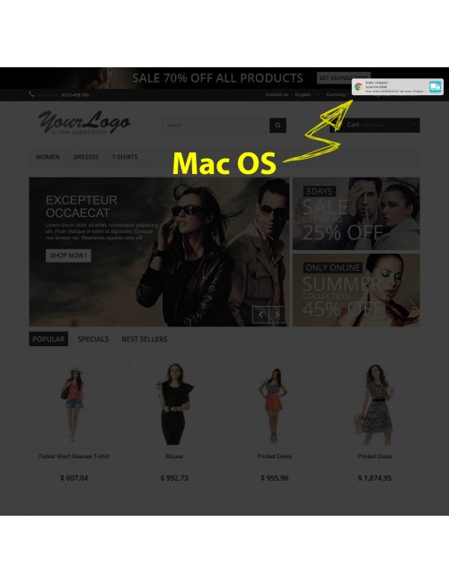 Mac OS preview of the module Browser Notifications for PrestaShop