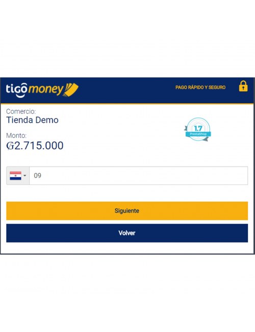 Payment gateway of the module Tigo Money Paraguay for PrestaShop