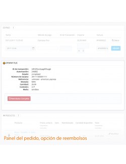 Refund option of the module Openpay Plus for PrestaShop